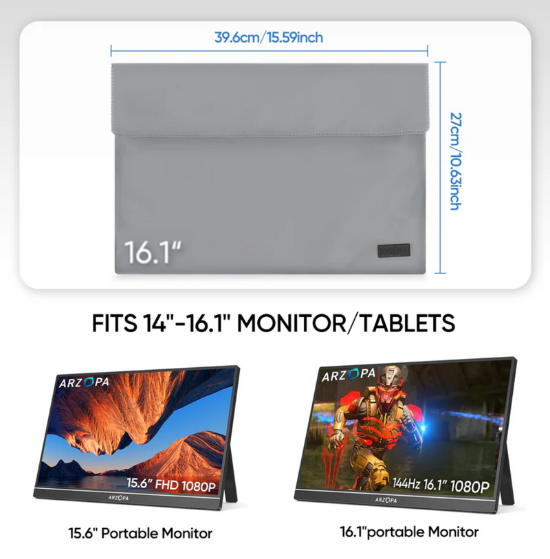 Arzopa 16.1" Portable Monitor Sleeve Bag